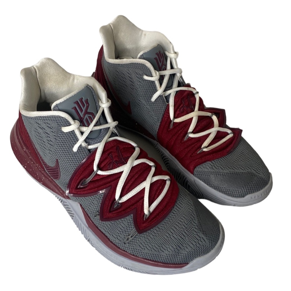 Nike Kyrie 5 By You Custom Basketball Shoes Maroon Gray Size M 9/ W 10.5